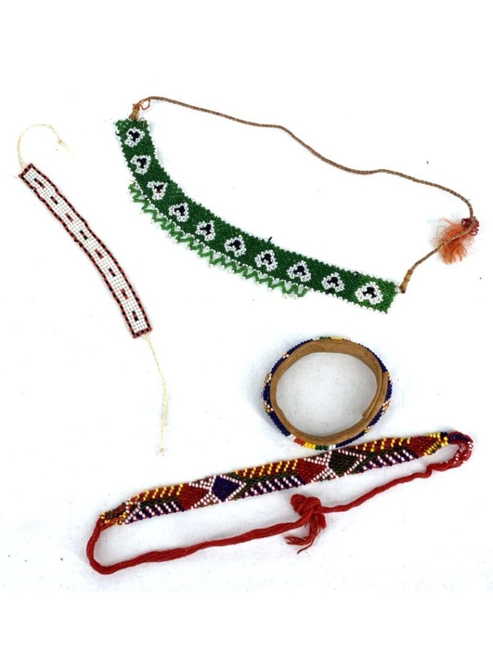 Native American Seed Bead Hat Bands Bracelets Lot of 4 Handcrafted